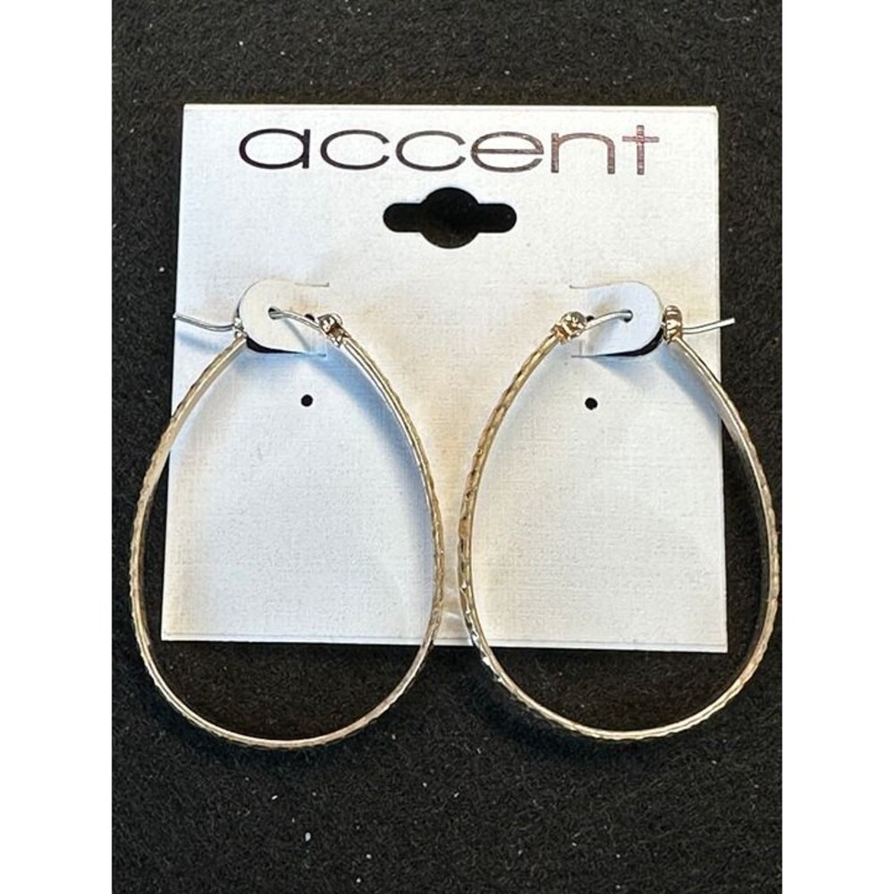 Accent Gold Hammered Teardrop Hoop Earrings Boho Statement NWT New Jewelry Gift